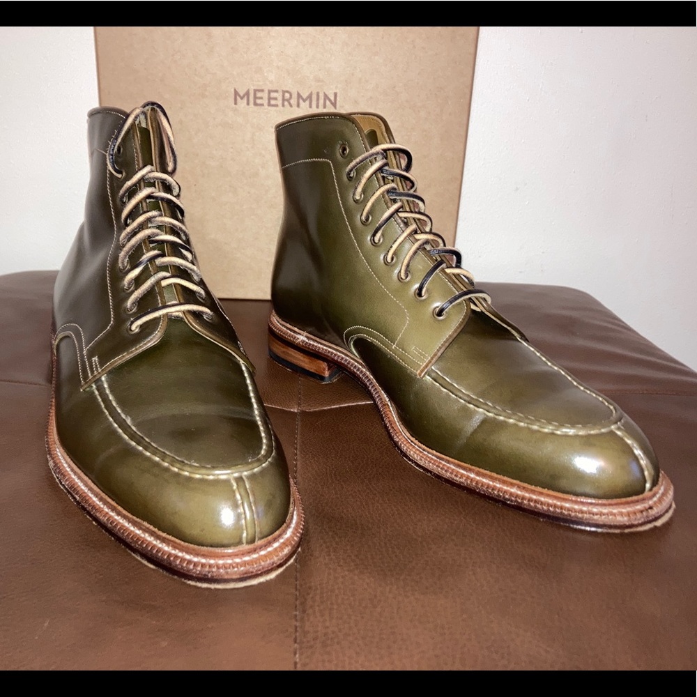 MEERMIN 101605 - OLIVE Shinki Hikaku Shell Cordovan NST Boot UK 9E/ US 10D